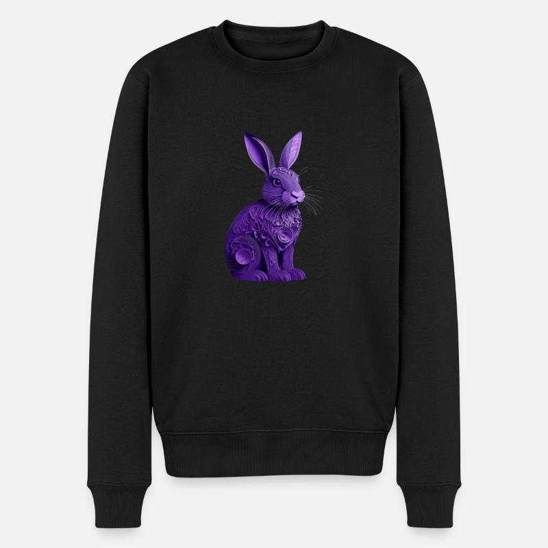 Hase violet - Männer Premium Bio Pullover - Schwarz