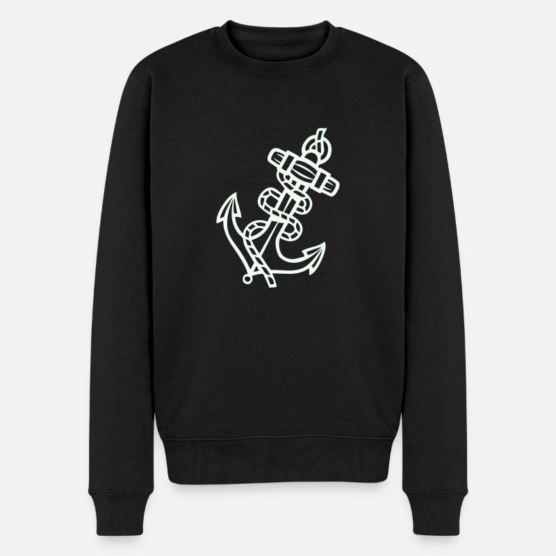 Anker Symbol - Männer Premium Bio Pullover - Schwarz