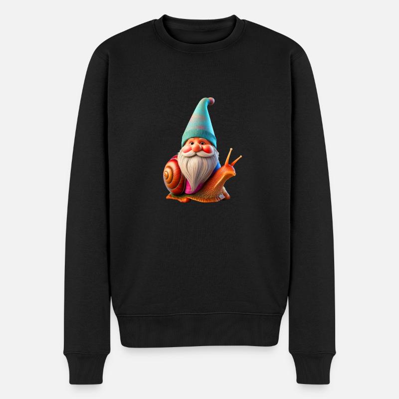 Gartenzwerg Schneckenreiter - Männer Premium Bio Pullover - Schwarz