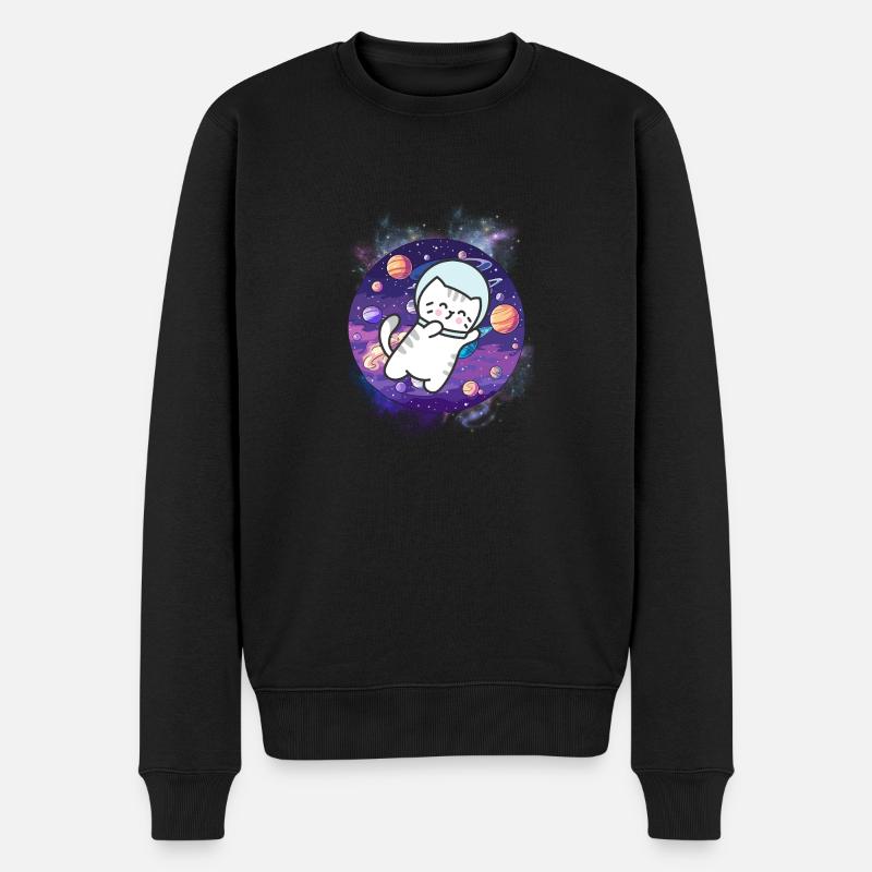 Kawaii Astronaut Kitten - Kosmische Reise - Männer Premium Bio Pullover - Schwarz