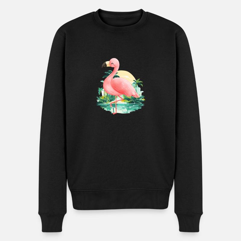 Flamingo - Männer Premium Bio Pullover - Schwarz