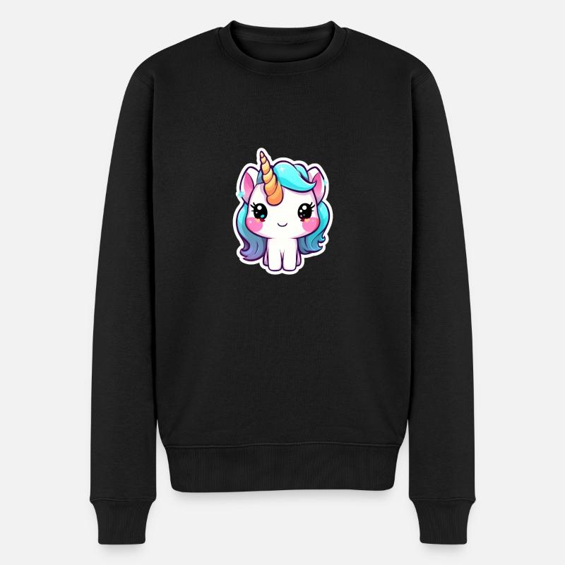einhorn - Männer Premium Bio Pullover - Schwarz