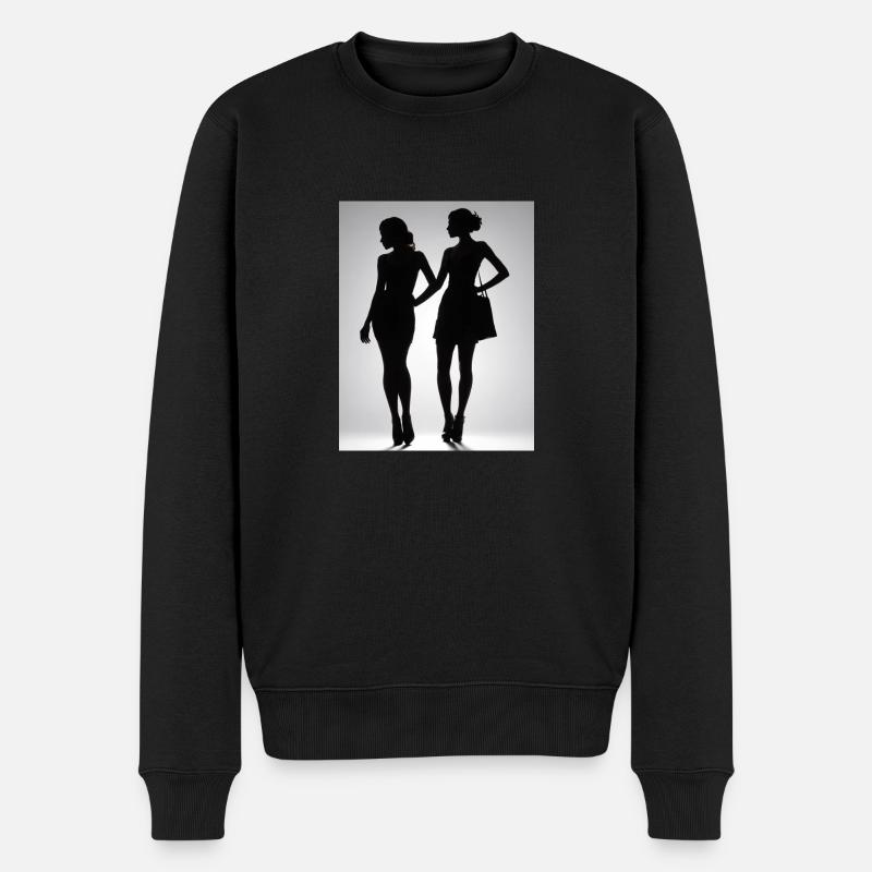 Silhouetten von zwei Personen in Kleidern - Männer Premium Bio Pullover - Schwarz