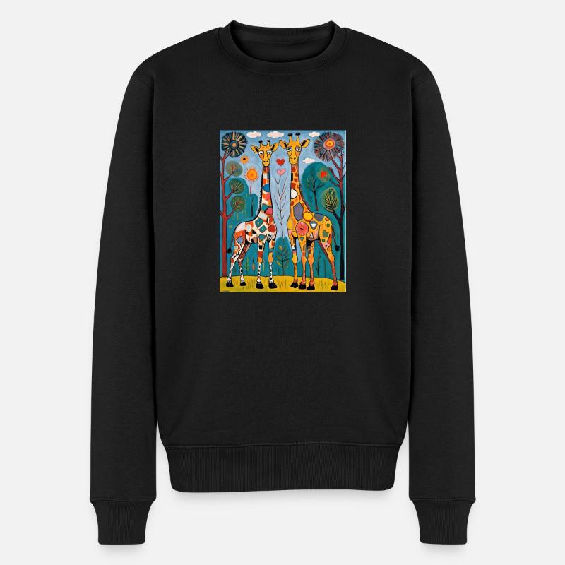 Giraffen - Männer Premium Bio Pullover - Schwarz