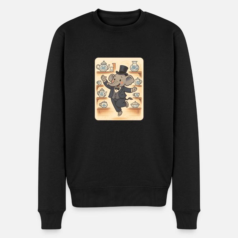 Tanzender Elefant im Porzellanladen - Männer Premium Bio Pullover - Schwarz