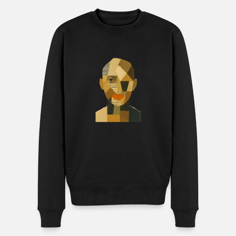 Gesicht Abstrakt - Männer Premium Bio Pullover - Schwarz