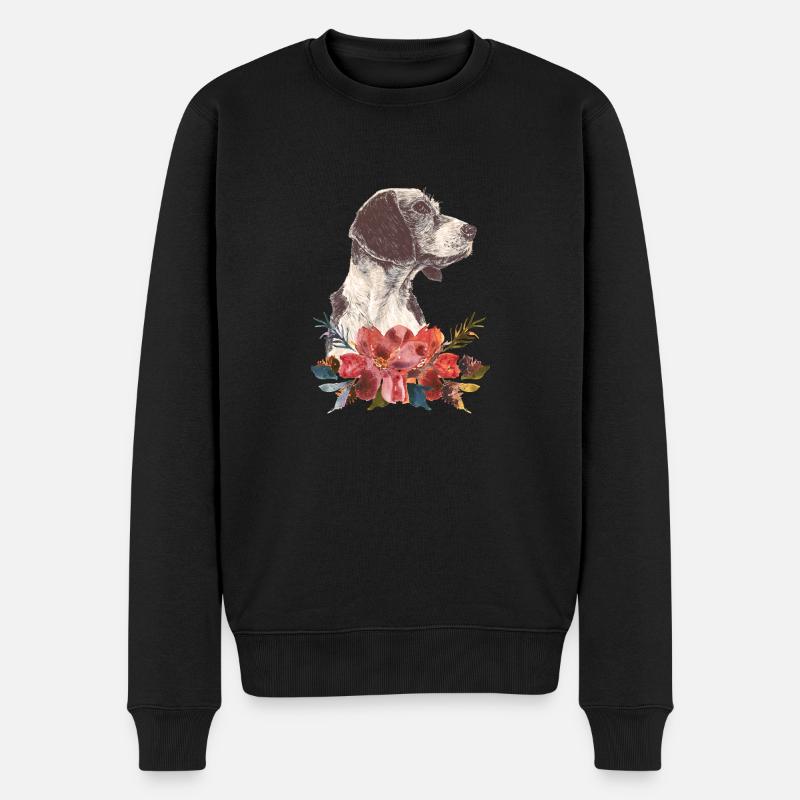 Chien et fleurs - Pull Premium bio Homme - noir