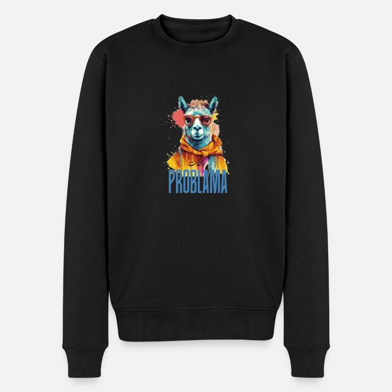 No Problama Lama - Männer Premium Bio Pullover - Schwarz