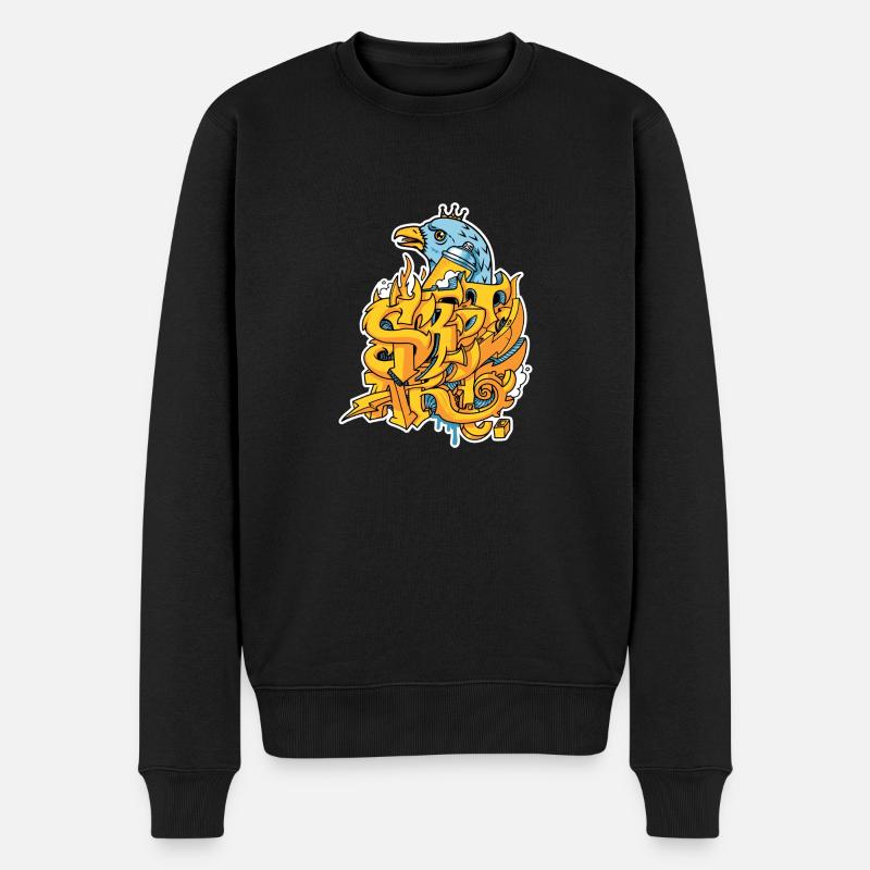 Graffiti Street art mit Adler und Krone - Männer Premium Bio Pullover - Schwarz