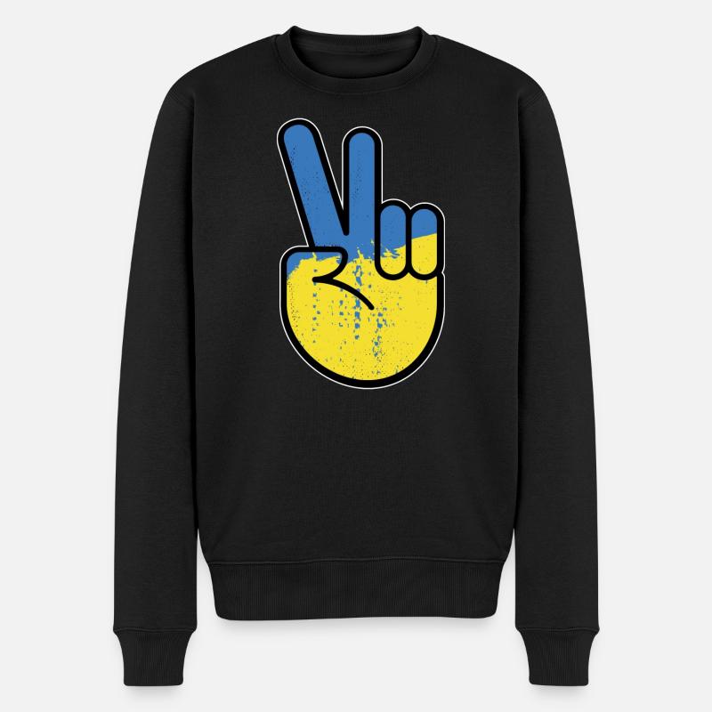Frieden und Solidarität mit der Ukraine - Männer Premium Bio Pullover - Schwarz