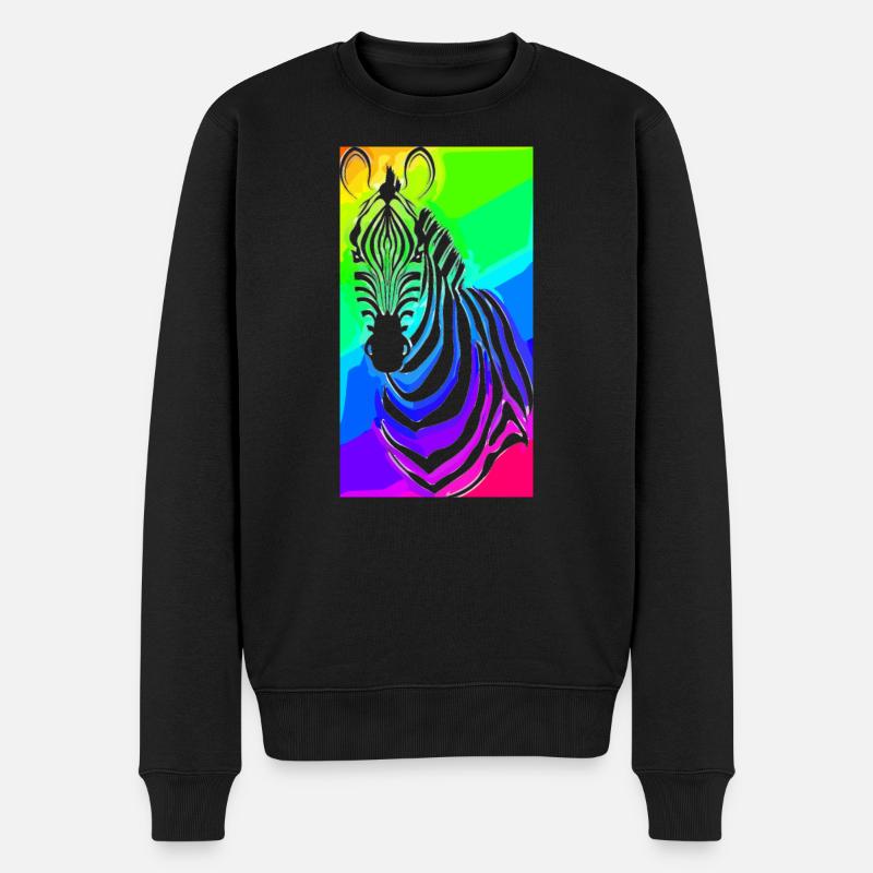 Zebra | Wildtier | Zoo | Afrika - Männer Premium Bio Pullover - Schwarz