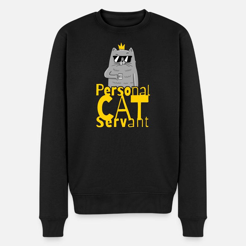 Persönliche Katze Diener Lustiges Kätzchen - Männer Premium Bio Pullover - Schwarz