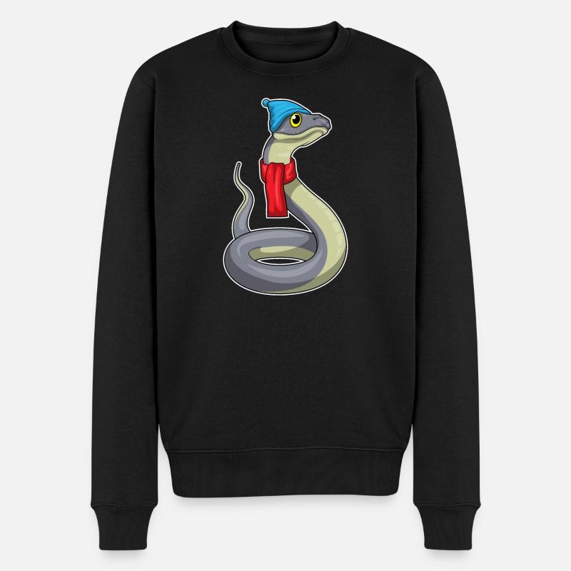 Schlange Schal Mütze - Männer Premium Bio Pullover - Schwarz