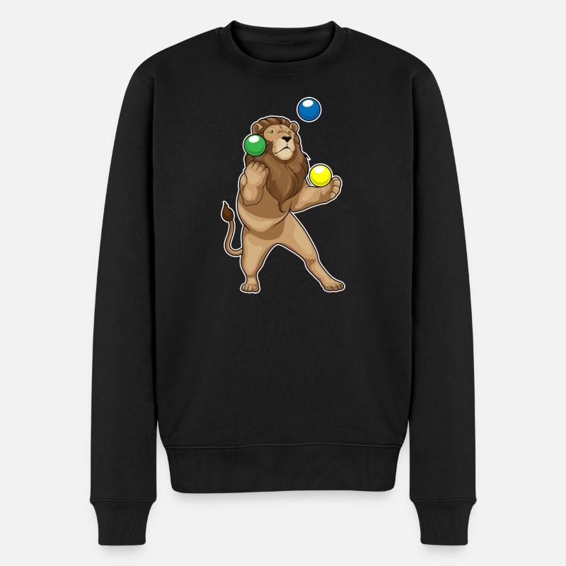 Löwe Jongleur Jonglieren - Männer Premium Bio Pullover - Schwarz