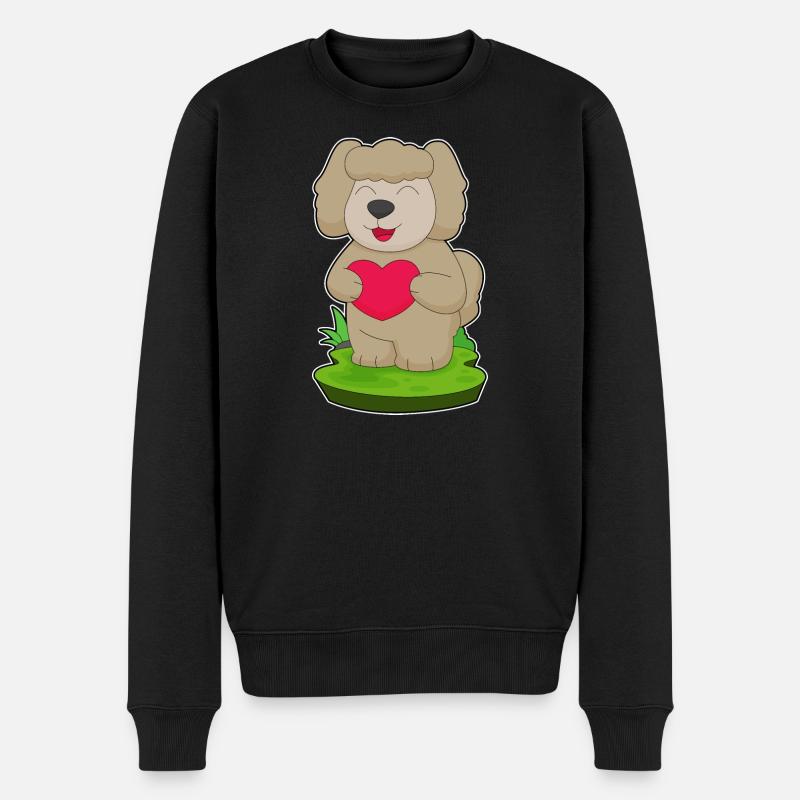 Hund Herz - Männer Premium Bio Pullover - Schwarz