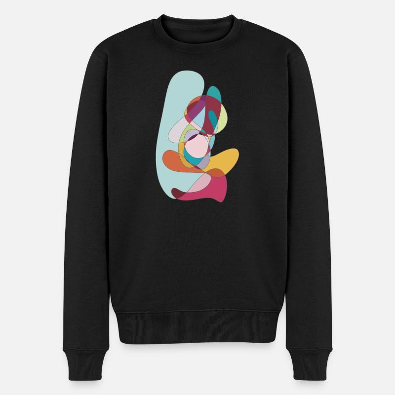 Farbwirbel Abstrakt - Männer Premium Bio Pullover - Schwarz