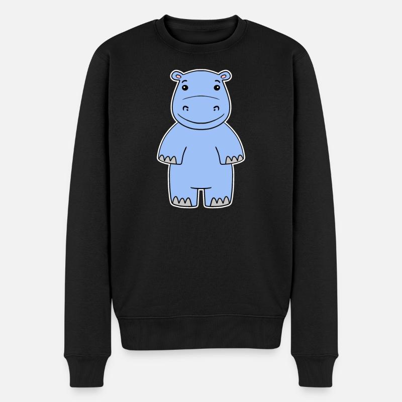Nilpferd - Männer Premium Bio Pullover - Schwarz