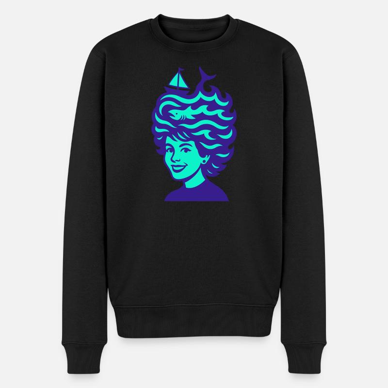 Sea Hair! - Männer Premium Bio Pullover - Schwarz