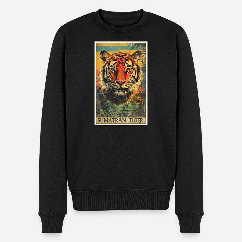 Sumatra-Tiger - Männer Premium Bio Pullover - Schwarz