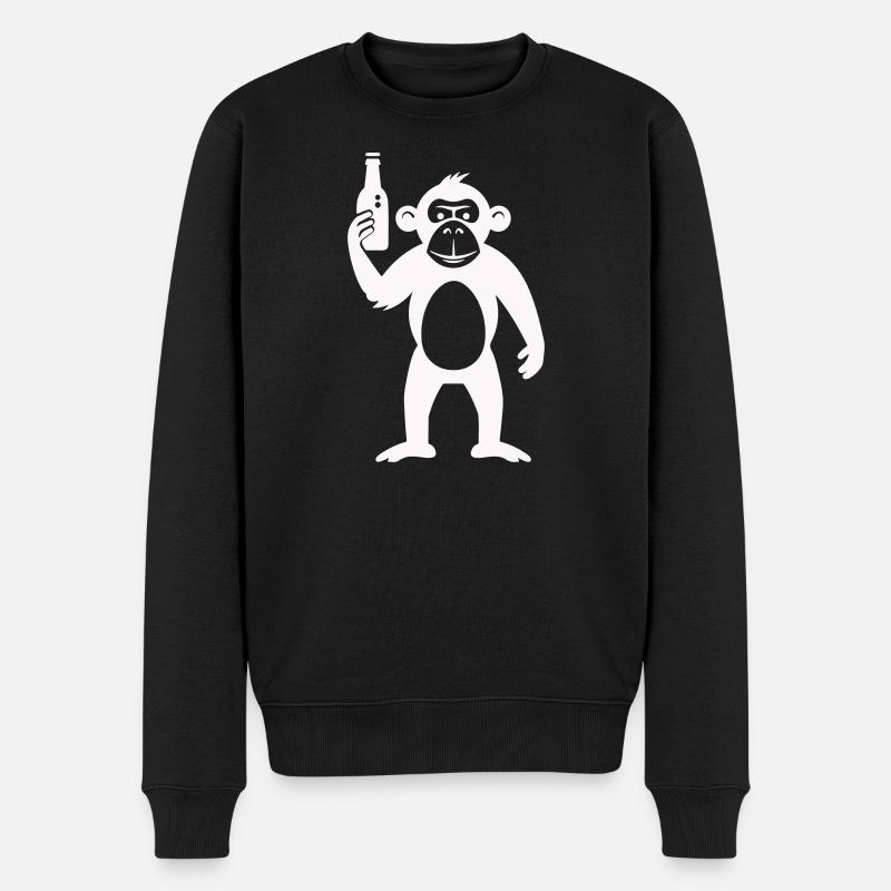 Humorous monkey with bottle - Men's Premium Organic Jumper - black