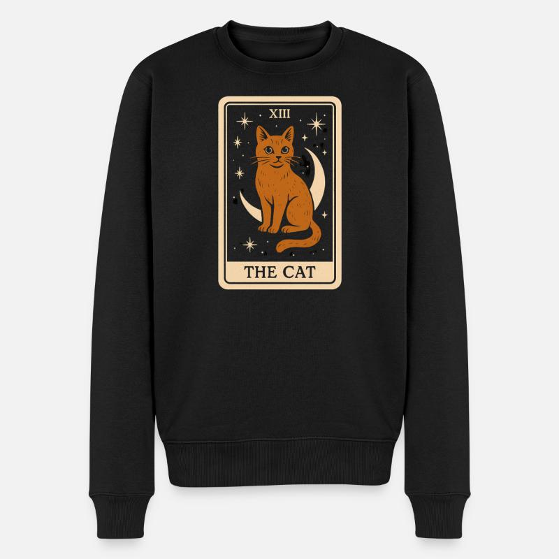 Mystischer Katzentarot-Print - Männer Premium Bio Pullover - Schwarz