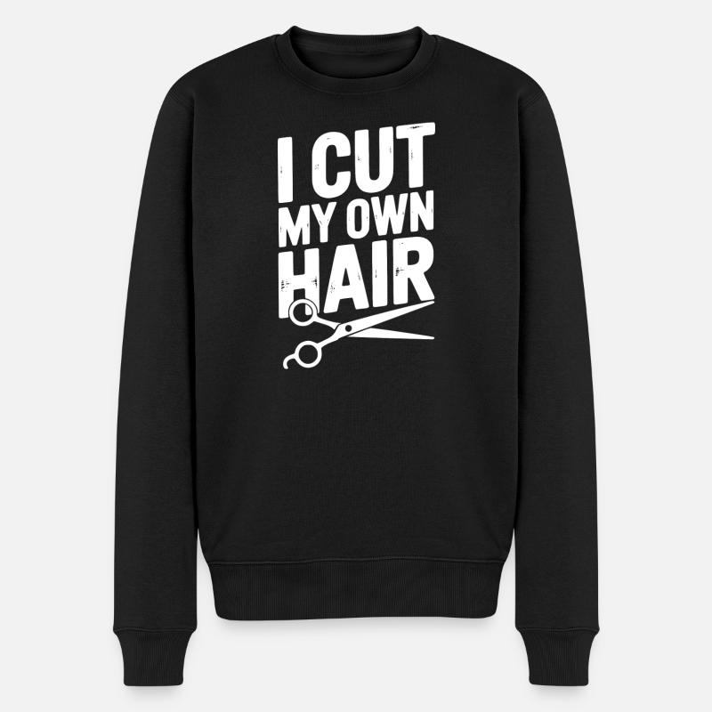 Ich schneide mir selbst die Haare - Männer Premium Bio Pullover - Schwarz