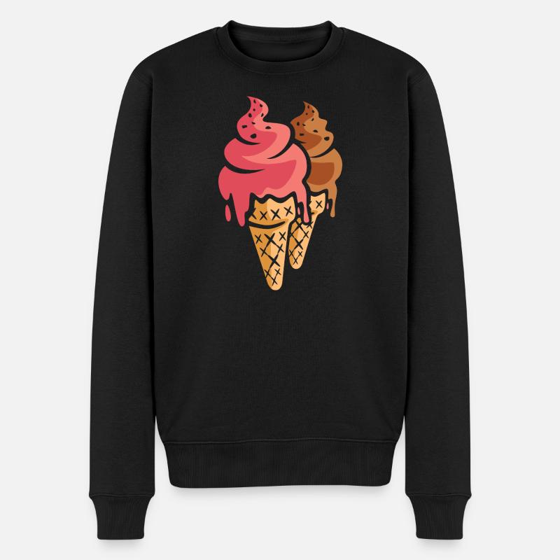 Zwei Eiscremes Cartoon Design - Männer Premium Bio Pullover - Schwarz