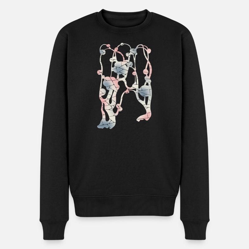 Pflaumenblüten-Mosaikmuster – Pflanze | Pastell- - Männer Premium Bio Pullover - Schwarz