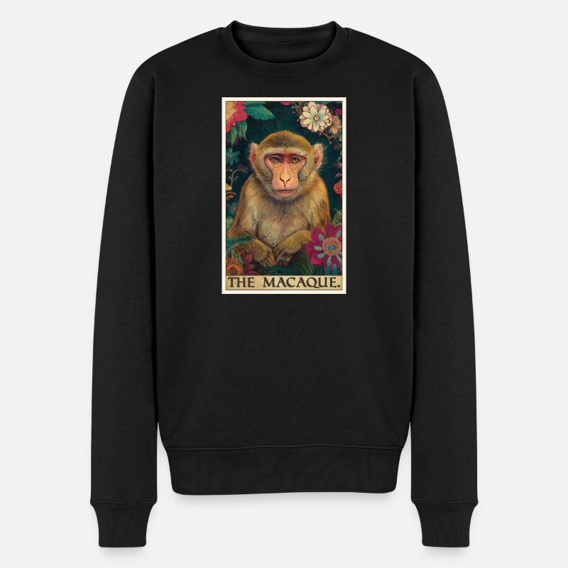 Makaken Makake - Männer Premium Bio Pullover - Schwarz