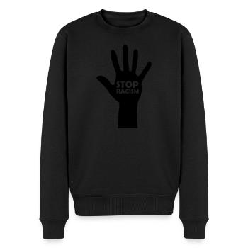 stop racism - Men's Premium Organic Jumper - black - Front - Nico (187cm)