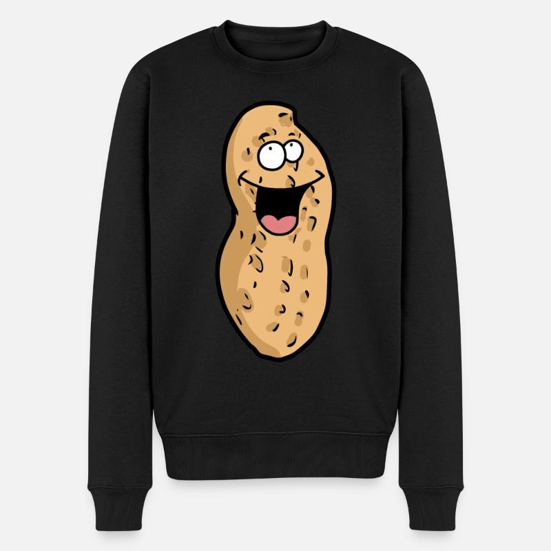 Fröhliche Erdnuss Emotion Gefühle lustig fröhlich - Männer Premium Bio Pullover - Schwarz