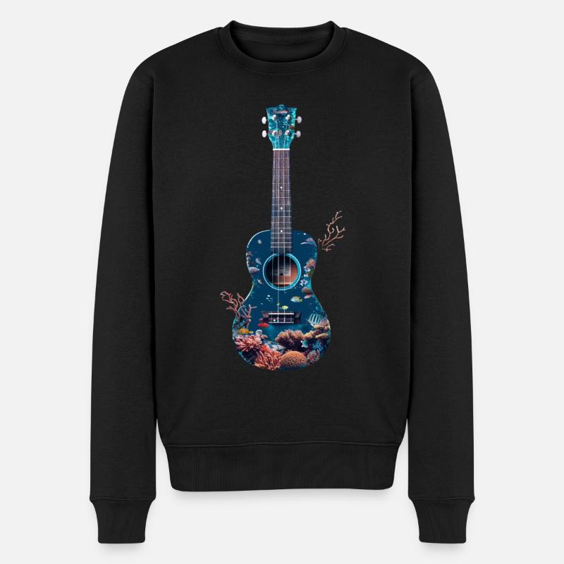 Fisch Ukulele - Männer Premium Bio Pullover - Schwarz