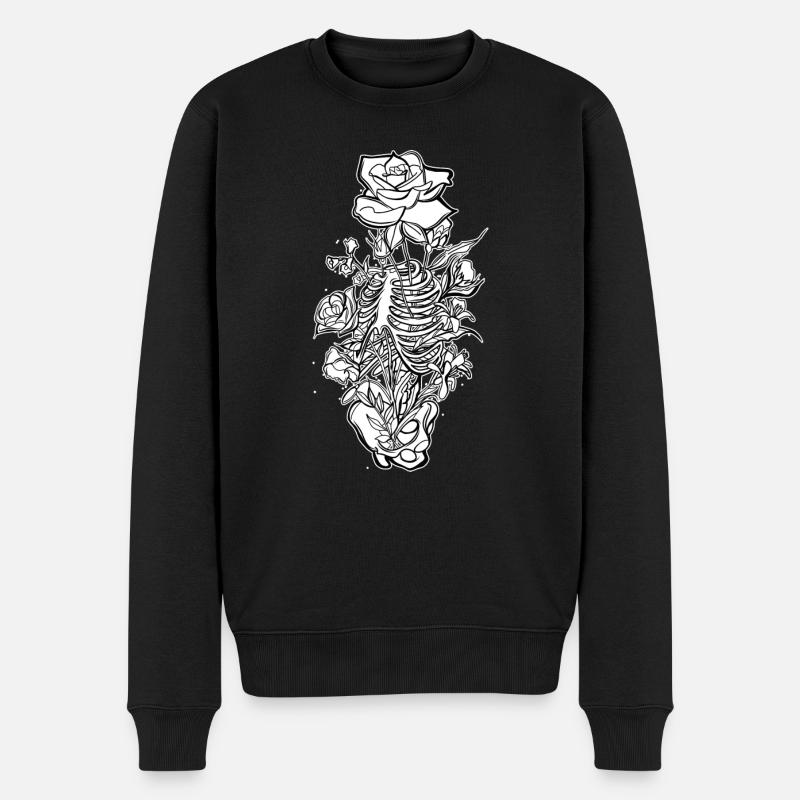 Wirbelsäule // Brustkorb // Skelett - Männer Premium Bio Pullover - Schwarz