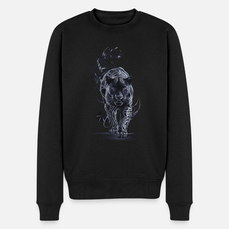 Schwarzer Panther Großkatze - Männer Premium Bio Pullover - Schwarz