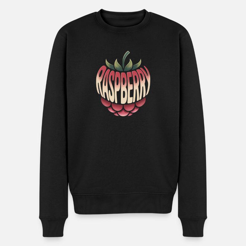 Raspberry - Cool Fruit Logo - Men's Premium Organic Jumper - black