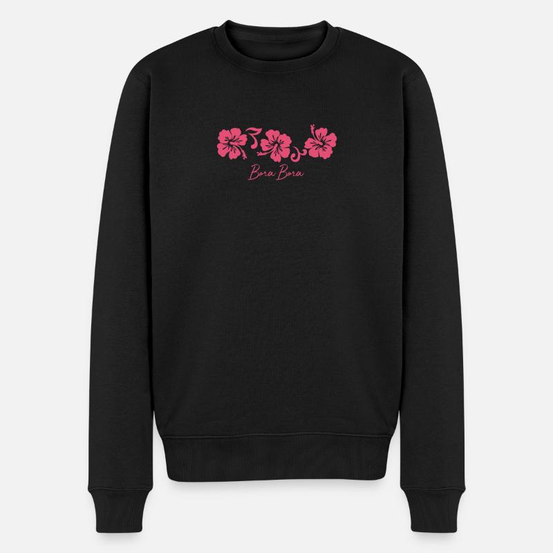 Bora Bora Französisch-Polynesien Hibiskusblüte - Männer Premium Bio Pullover - Schwarz