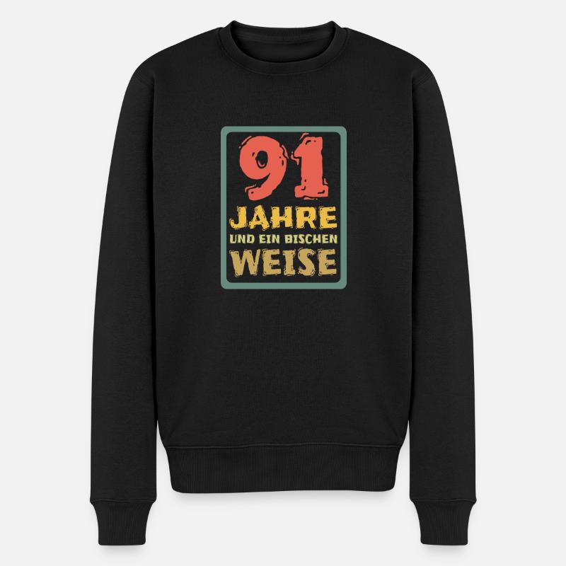 91 - Männer Premium Bio Pullover - Schwarz