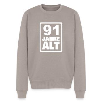 Alter 91 - Männer Premium Bio Pullover - Taupe - Vorne - Nico (187cm)