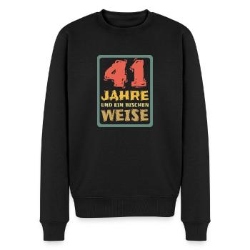 Spruch 41 - Männer Premium Bio Pullover - Schwarz - Vorne - Nico (187cm)
