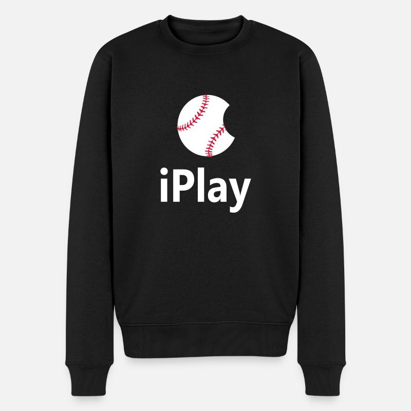 Baseball Logo "iPlay" - Männer Premium Bio Pullover - Schwarz