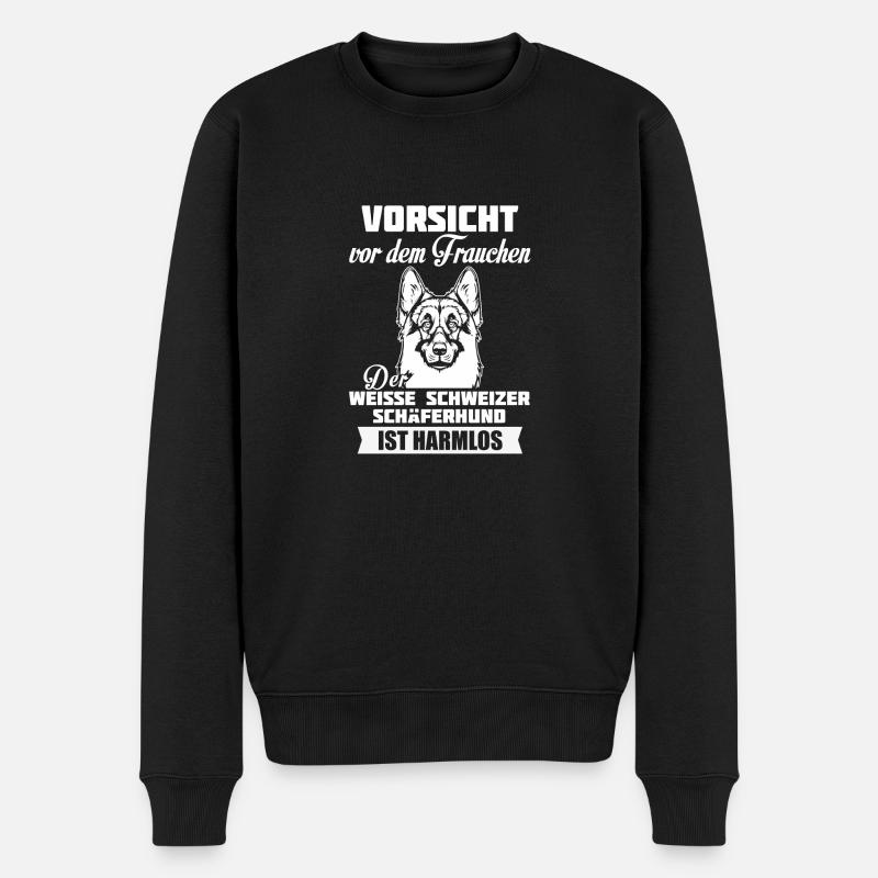 White Swiss Shepherd - caution - Men's Premium Organic Jumper - black