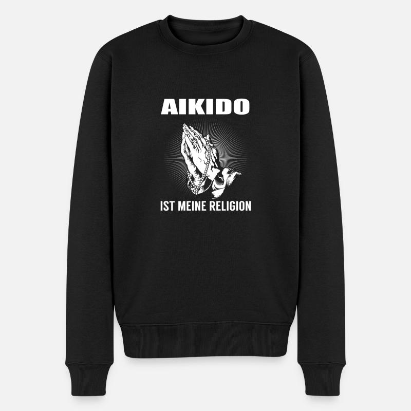Aikido - meine Religion - Männer Premium Bio Pullover - Schwarz