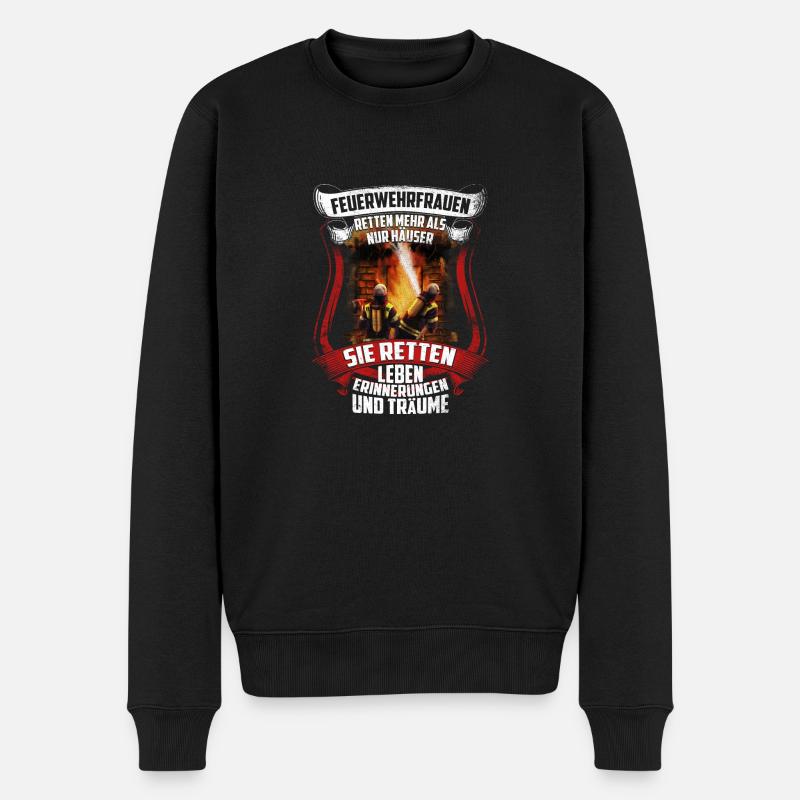 Feuerwehrfrauen retten - Männer Premium Bio Pullover - Schwarz
