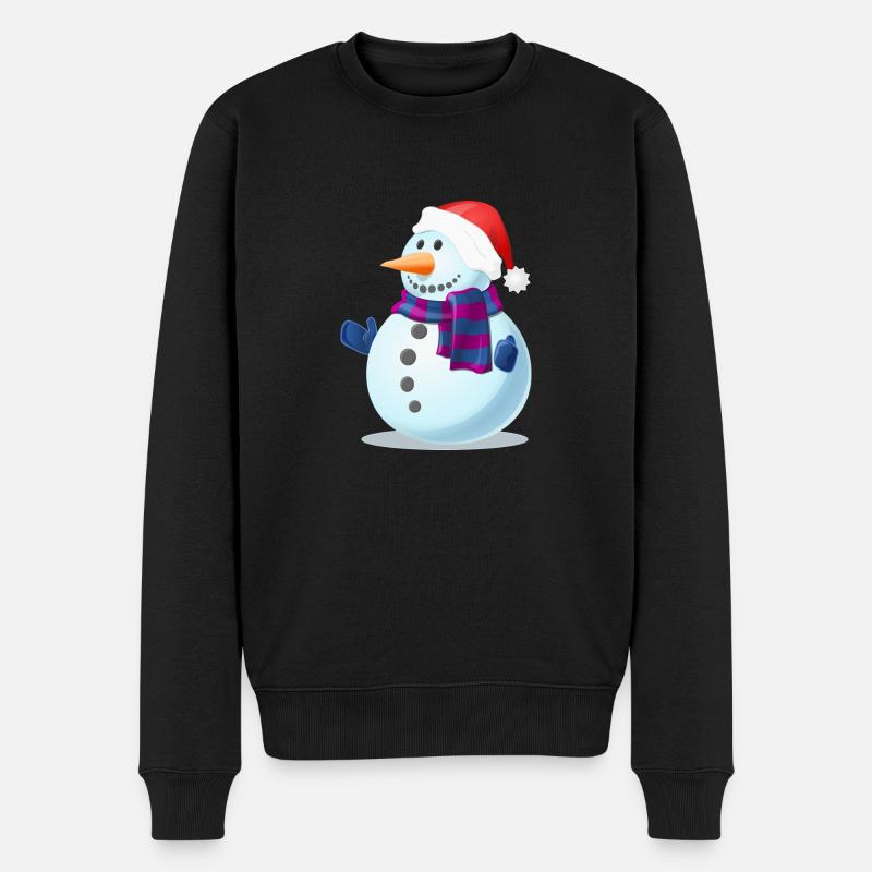 Schneemann - Männer Premium Bio Pullover - Schwarz