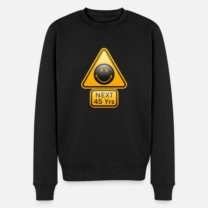 Smiley Shield 'Next 45 years' - Männer Premium Bio Pullover - Schwarz