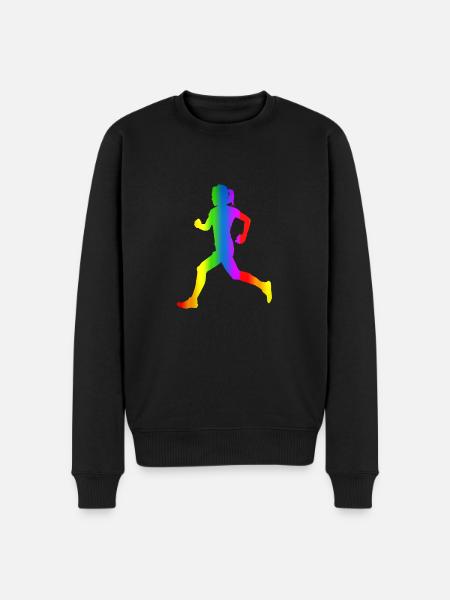 Bunter Läuferin Regenbogen - Männer Premium Bio Pullover - Schwarz