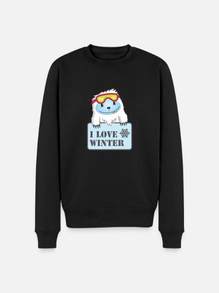 Yeti - I love winter - Men's Premium Organic Jumper - black