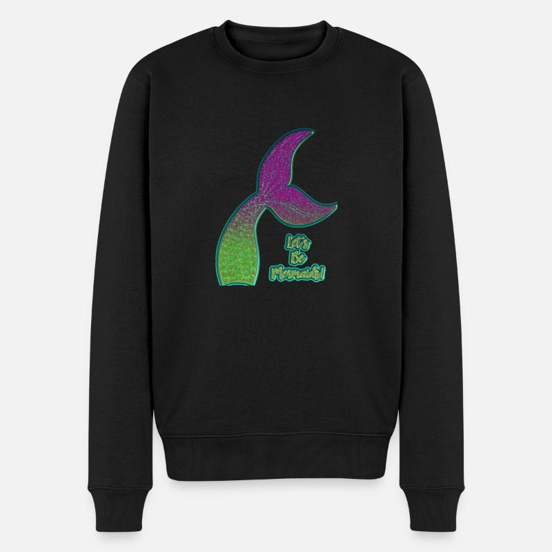 Bunte Meerjungfrau Flosse - Männer Premium Bio Pullover - Schwarz