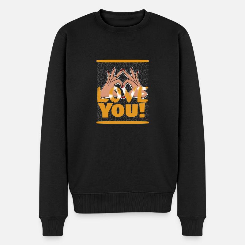 Liebe - Ich liebe Dich - Männer Premium Bio Pullover - Schwarz