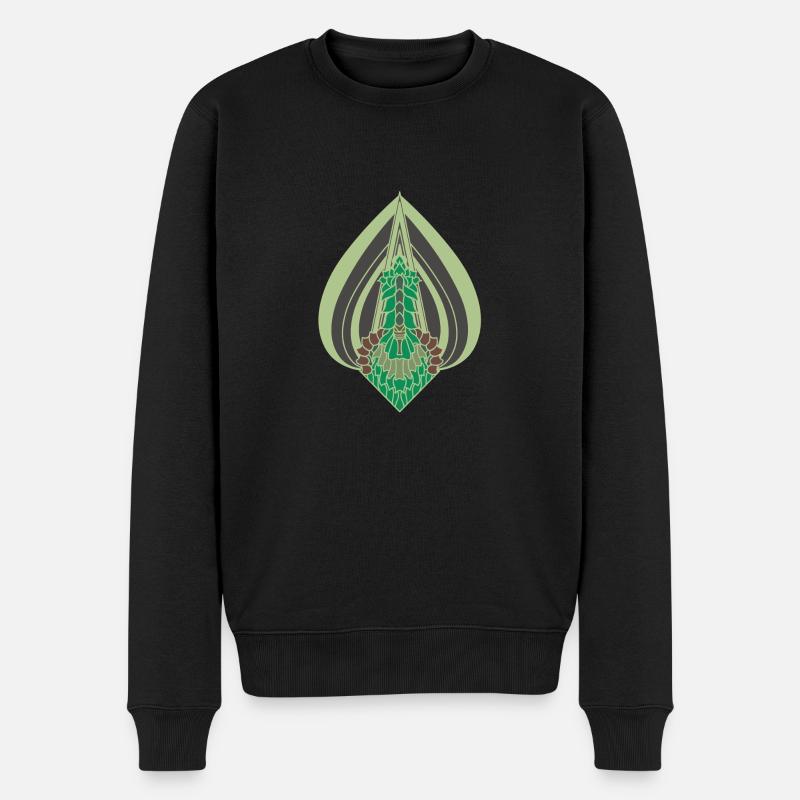 Grünes Blatt - Männer Premium Bio Pullover - Schwarz